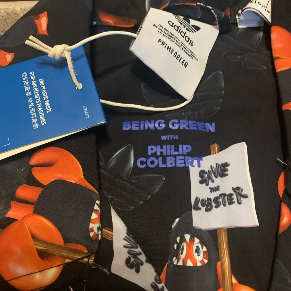 NWT Adidas Philip Colbert Save The Lobster Button Down Shirt Artist Series Small - Picture 3 of 7